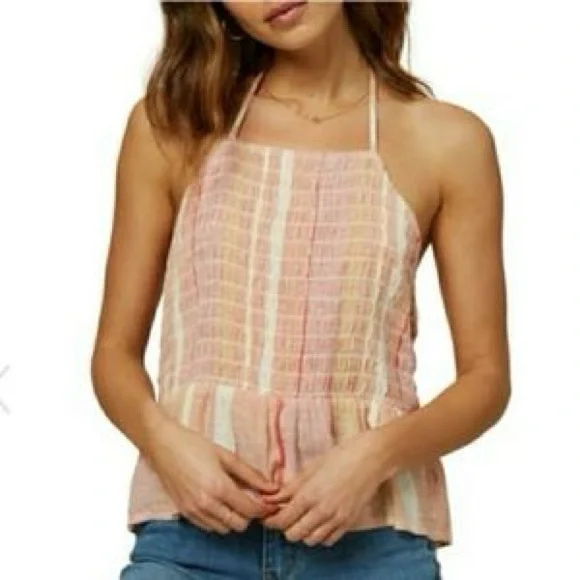 O'Neill Norma Smocked Halter Top in multi color size M. - Picture 1 of 5